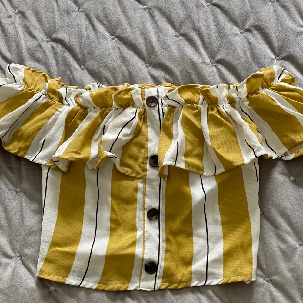 Ruffled Off The Shoulder Crop Top